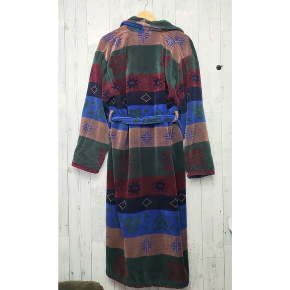 Vintage VTG 90's 1990's TJ Lawford Aztec Southwestern Print Bathrobe Sz. Lg. - Picture 3 of 8
